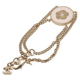 シャネル ヴィンテージ カメリア ココマーク ラウンド チェーン ブレスレット ゴールド ピンク メッキ レディース CHANEL 【中古】